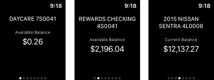 Apple watch account balance examples