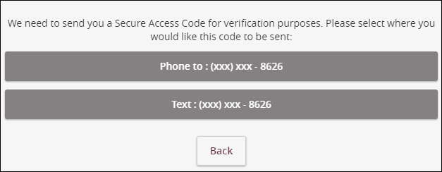select the delivery method of your Secure Access Code.